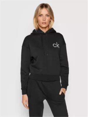 Calvin Klein Logo Cropped Hoodie - Black