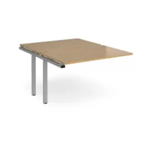 Bench Desk Add On Rectangular Desk 1200mm With Sliding Tops Oak Tops With Silver Frames 1600mm Depth Adapt