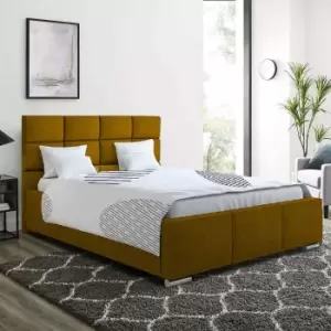 Gerali Bed Double Plush Velvet Mustard