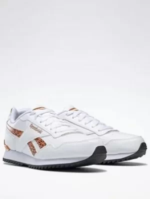 Reebok Royal Glide Ripple Clip, White/Orange/Black, Size 3.5