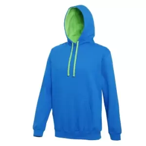 Awdis Varsity Hooded Sweatshirt / Hoodie (XL) (Sapphire Blue/ Lime Green)