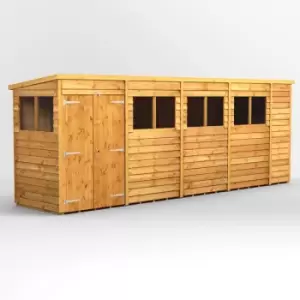 18x4 Power Overlap Pent Double Door Garden Shed