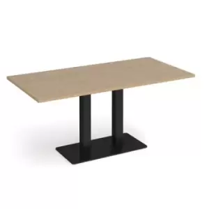 Eros rectangular dining table with flat Black rectangular base and twin uprights 1600mm x 800mm - kendal oak