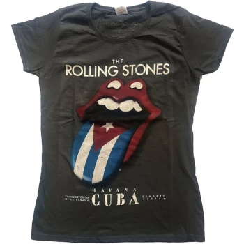 The Rolling Stones - Havana Cuba Womens Medium T-Shirt - Grey