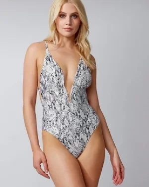 Boux Avenue Snake Print Plunge Swimsuit