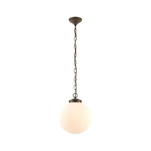 1 Light Pendant Globe Matt Opal Duplex Glass, Dark Antique Bronze Plate, E27