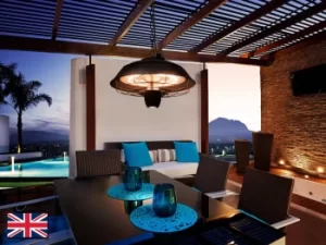 Estufa Outdoor Electrical Heater Ceiling Dome Pendant Black, Remote Control, IP44