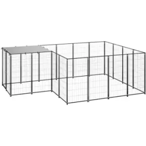 Vidaxl - Dog Kennel Black 6.05 m² Steel Black