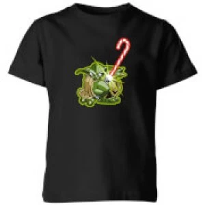 Star Wars Candy Cane Yoda Kids Christmas T-Shirt - Black - 11-12 Years