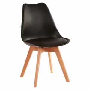 Premier Housewares Stockholm Chair with Faux Leather Cushion, black