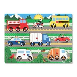 Melissa and Doug Wooden Peg Puzzle Vehicles