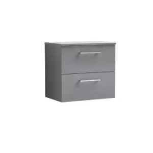 Nuie Arno 600mm Wall Hung 2 Drawer Vanity & Worktop Cloud Grey