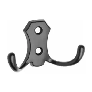 GTV - Small Double Coat Hanger Hook Door Wall Bath BK24 Model - Colour Black - Pack of 30