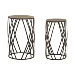 Set of 2 Round Nest Tables in Black Iron