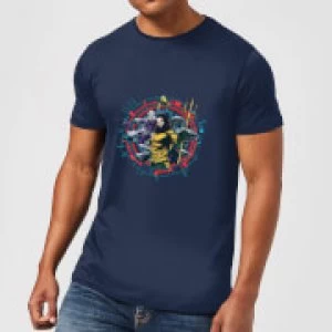 Aquaman Circular Portrait Mens T-Shirt - Navy - L