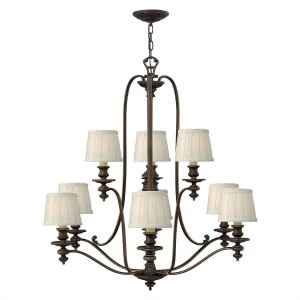 9 Light Multi Arm Chandelier Royal Bronze Finish, E14