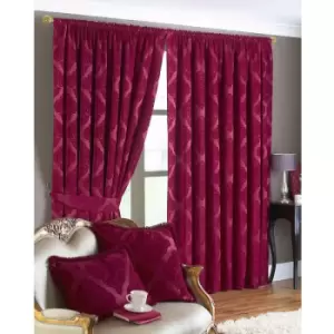 Riva Home Winchester Pencil Pleat Curtains (66x72 (168x183cm)) (Raspberry) - Raspberry