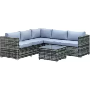 Outsunny - 4 Pieces Rattan Furniture Sofa Set Chair w/ Corner Sofa Loveseat Grey - Grey