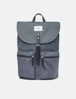 Sandqvist Roald Backpack (Organic/Recycled) - Dark Slate/Black Leather