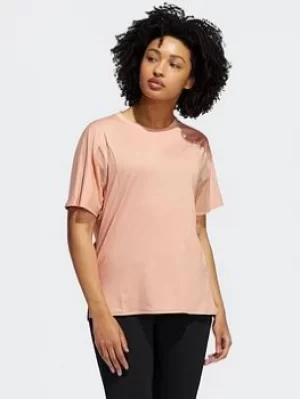 adidas Luxe Training T-Shirt, Pink/White, Size 2XL, Women