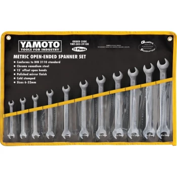 Metric Open Ended Spanner Set, 6 - 32MM, Set of 11