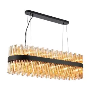 Luminosa Kalih 24 Light G9, Ceiling Pendant Oblong, Satin Black, Amber Item Weight: 22.65kg