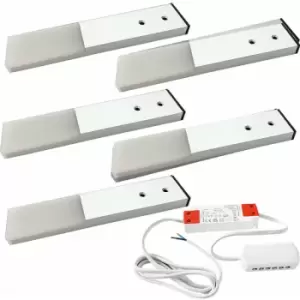 5x aluminium Slim Rectangle Under or Over Cabinet Kitchen Light & Driver Kit - Natural White led