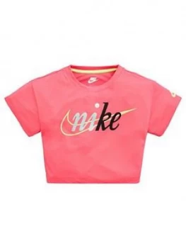 Nike Sportswear Younger Girls Cropped T-Shirt - Pink, Size 3-4 Years, Women