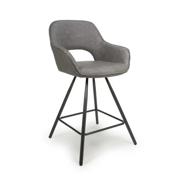 Shankar Truro Leather Effect Charcoal Bar Chair - Grey 565398cm