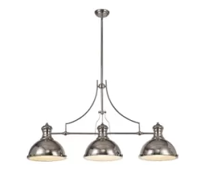 Linear Ceiling Pendant, 3 x E27, Polished Nickel, Frosted Glass