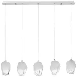 Merano - Edison 5 Light Bar Pendant Ceiling Light White Colour Glass, White Metal LED G9