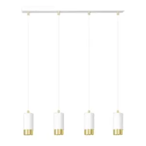 Fumiko White/Gold Bar Pendant Ceiling Light 4x GU10