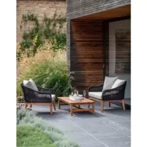 Outdoor Patio Luccombe 2 x Armchair & Coffee Table Set Black - Garden Trading