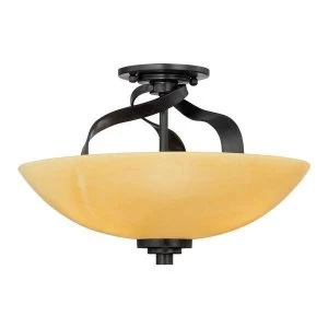 3 Light Large Semi Flush Mount Ceiling Light Imperial Bronze, E27