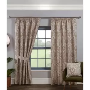 Sundour - Tegola Pencil Pleat Curtain Pair Taped Top Ready Made Curtains Latte 66x90 - Latte