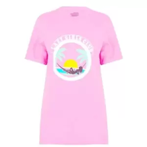 Daisy Street Lazy Girls Club Tee - Pink