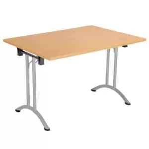 Tc One Union Folding Table 1200 x 800 Silver Frame Beech Rectangular Top