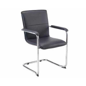 TC Office Pavia Leather Meeting Chair with Padded Arms, Black