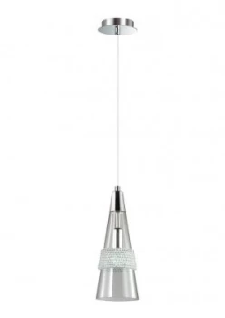 Ceiling Pendant 1 Light E14 Polished Chrome, Crystal