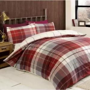 Rapport Home Furnishings Rapport Home Lomond Check Flannelette Duvet Set Red Super King