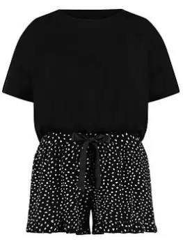 Hunkemoller PJ Short Loosefit Wild Dots, Black, Size S, Women