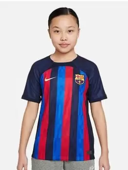 Nike Barcelona Youth 22/23 Home Short Sleeved Stadium Shirt, Blue, Size Xs