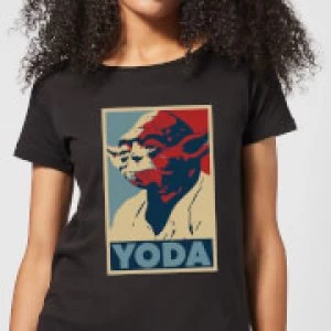 Star Wars Yoda Poster Womens T-Shirt - Black - M