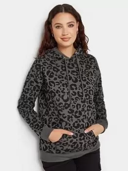 Long Tall Sally Leopard Print Hoodie, Grey, Size 14, Women