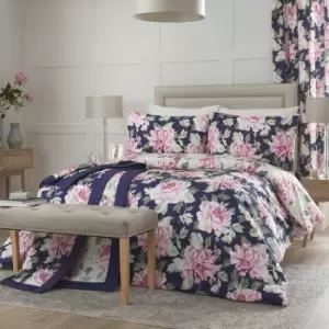 Dreams & Drapes Kirsten Floral Print Easy Care Reversible Duvet Cover Set, Pink/Blue, King