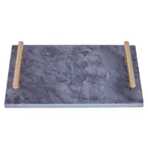 Interiors by PH Black Marble Tray With Gold Handles - Black