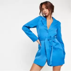 Missguided Petite Button Front Belted Blazer Dress - Blue