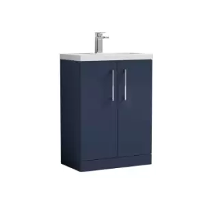 Nuie Arno Compact 600mm Floor Standing 2 Door Vanity & Polymarble Basin - Electric Blue