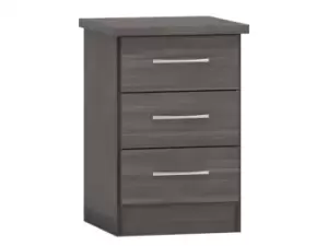 Seconique Nevada Black 3 Drawer Bedside Table