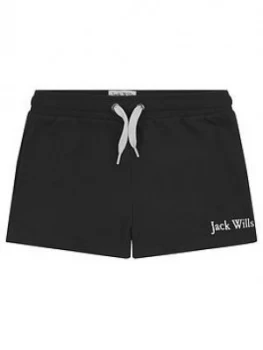 Jack Wills Girls Script Jersey Short - Black, Size Age: 8-9 Years, Women